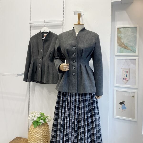 Gri Orkide Model Kaşe Ceket