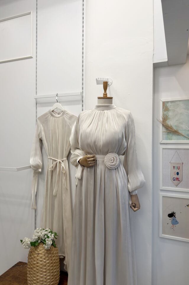 Bej Nova Şifon Abiye