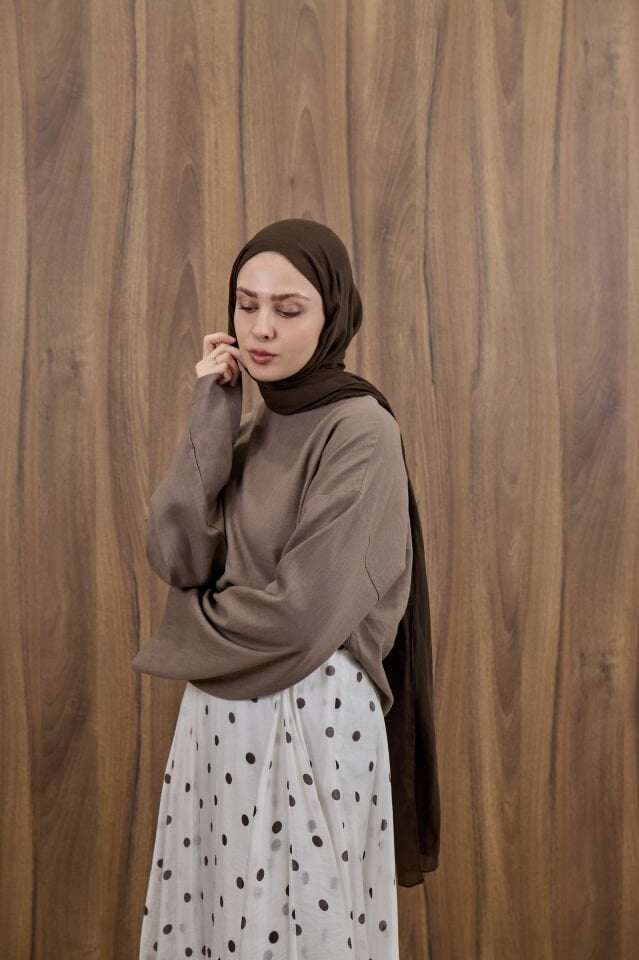 Koyu Vizon Forme Keten Bluz