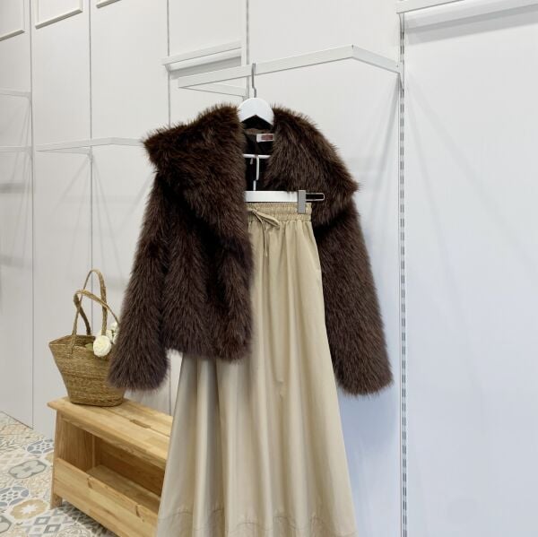 Kahverengi Kürk Mont