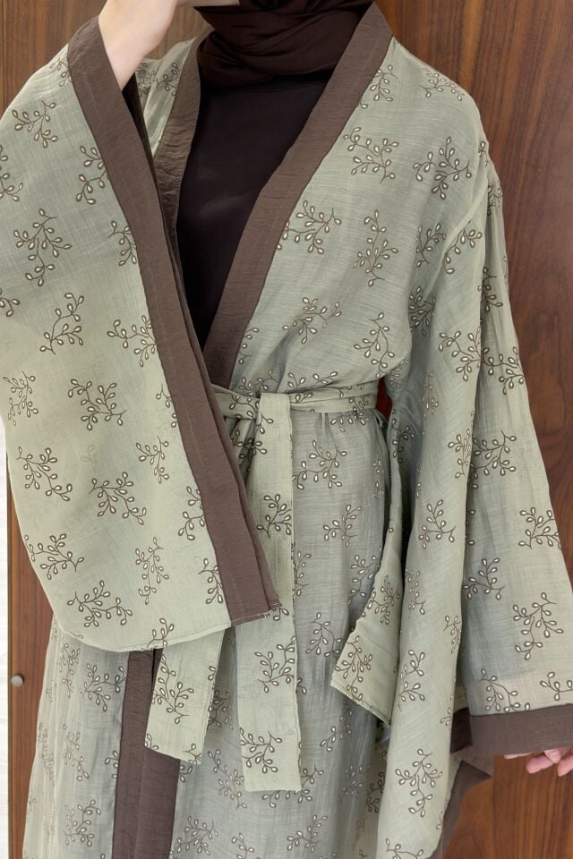 Çağla Yeşili Florist Kimono