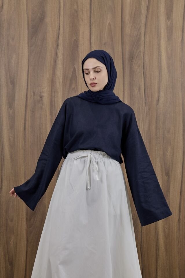 Lacivert Forme Keten Bluz