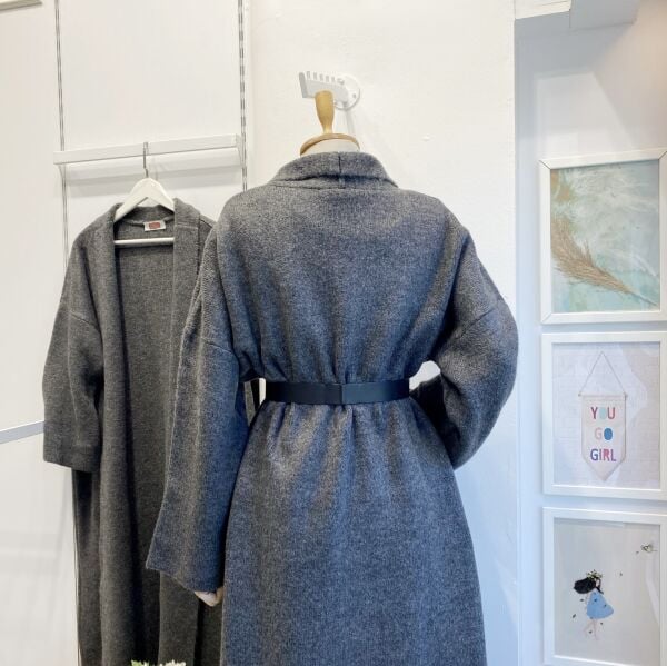 Antrasit Salaş Uzun Triko Hırka