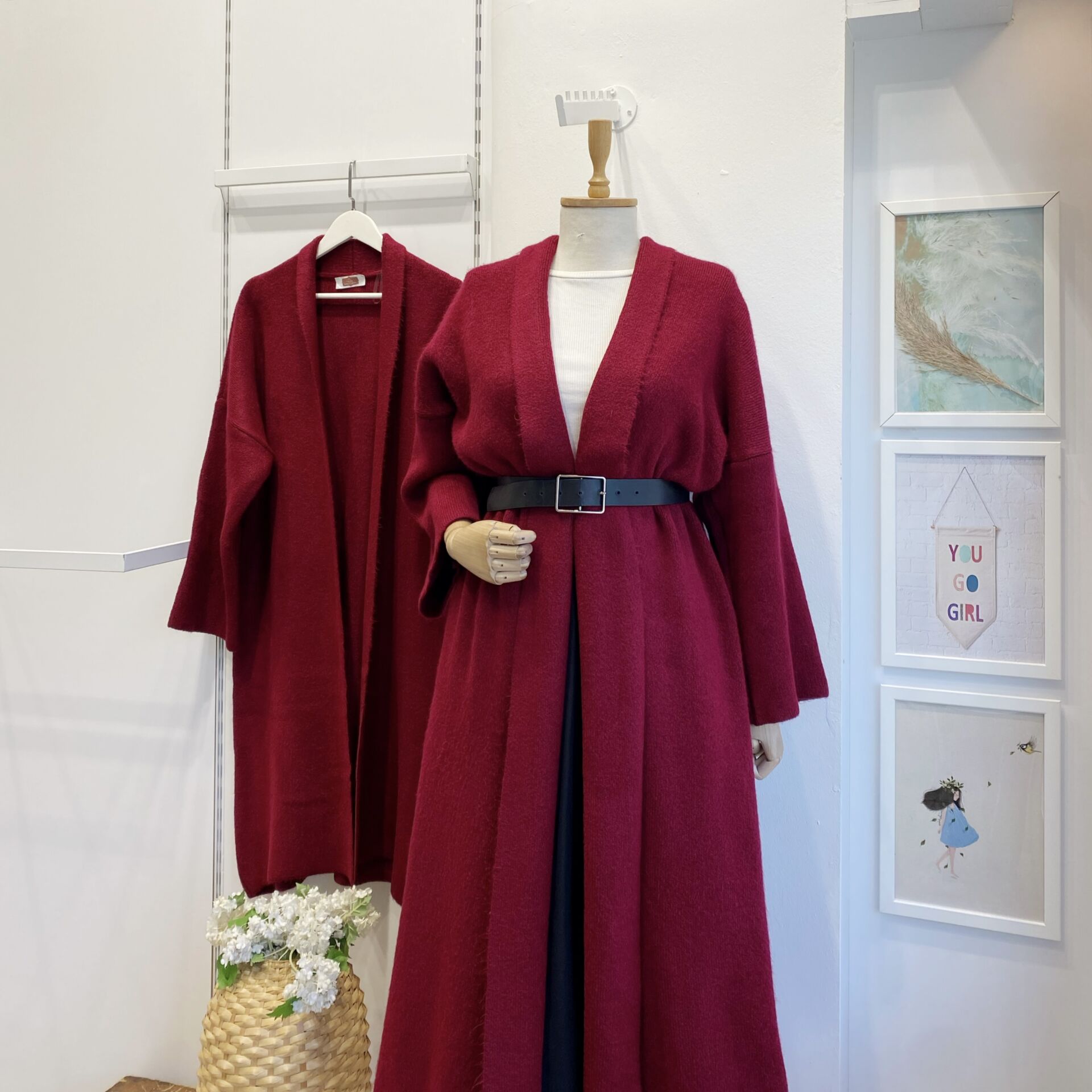 Bordo Salaş Uzun Triko Hırka