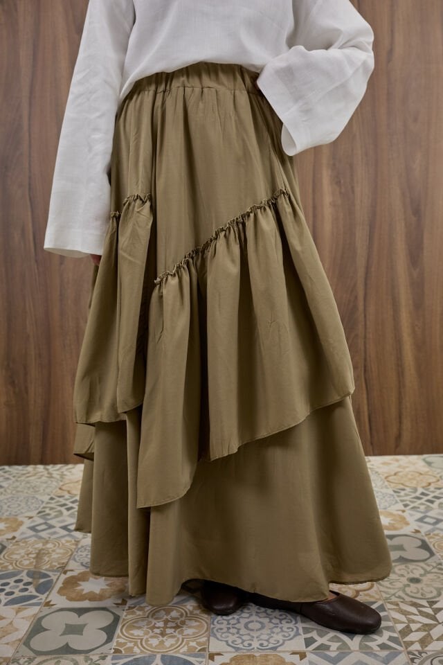 Ihlamur Yeşili Ajouter Vual Keten Etek