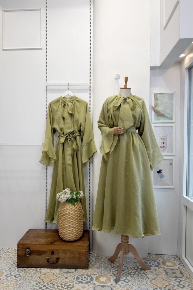 Çağla Yeşili Diamonde Şifon Elbise