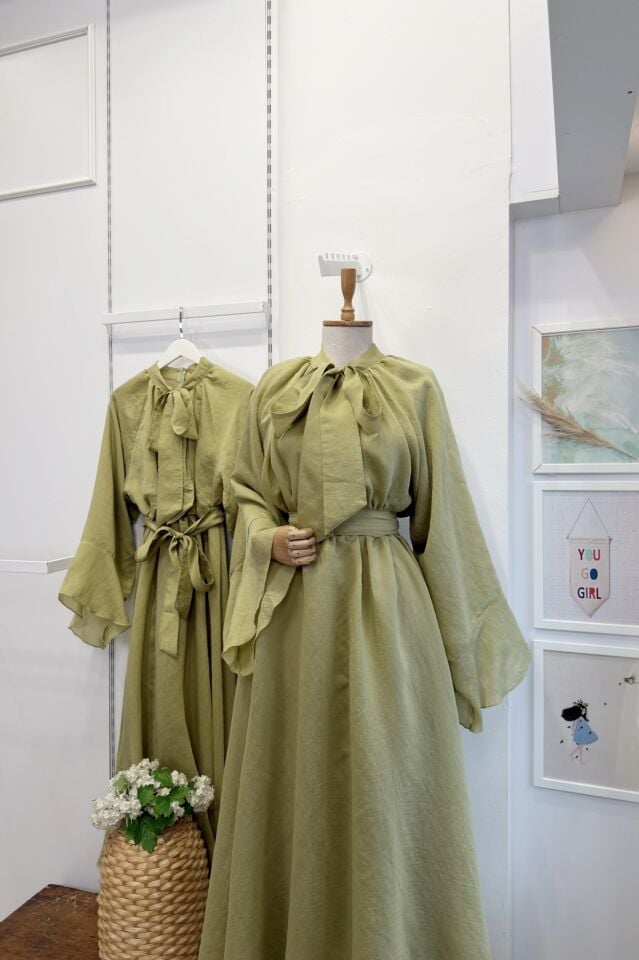 Çağla Yeşili Diamonde Şifon Elbise