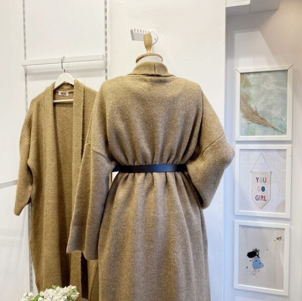 Camel Salaş Uzun Triko Hırka