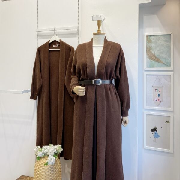 Kahverengi  Triko Melange Hırka