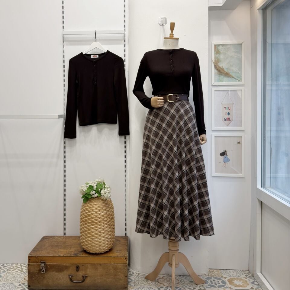 Kahverengi Ekose Desenli Filian Etek