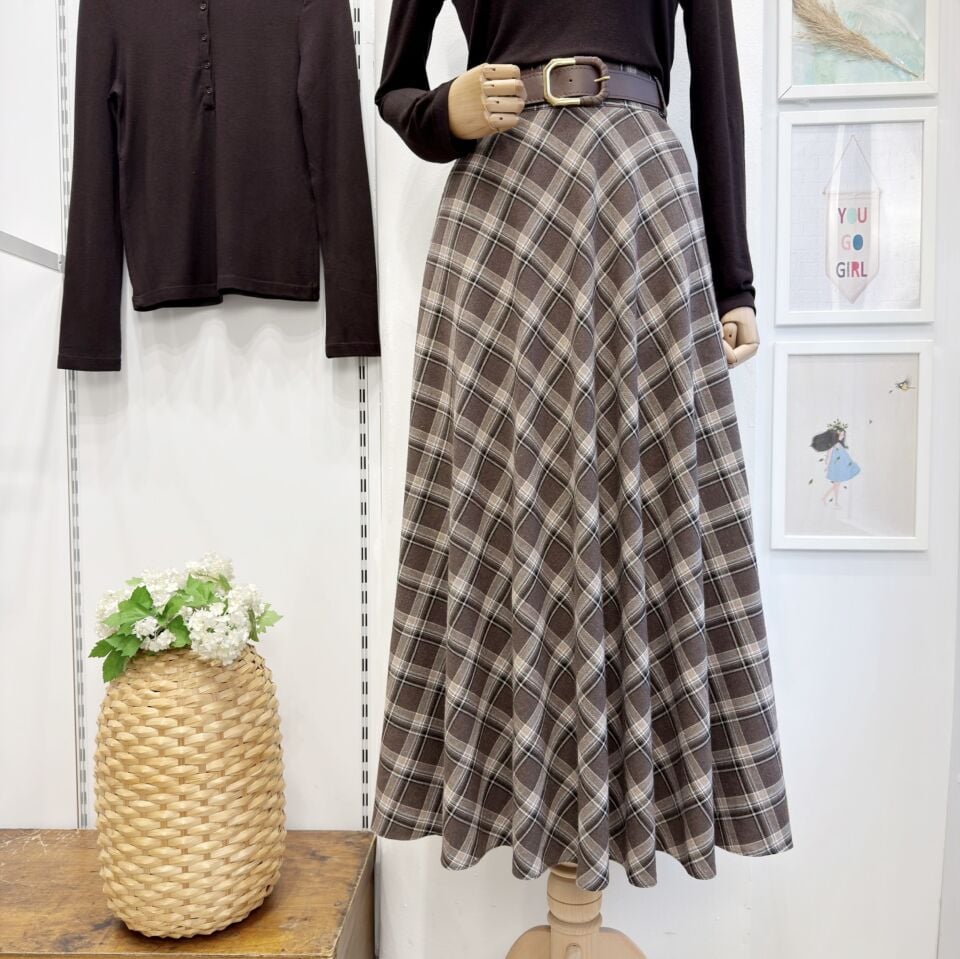 Kahverengi Ekose Desenli Filian Etek