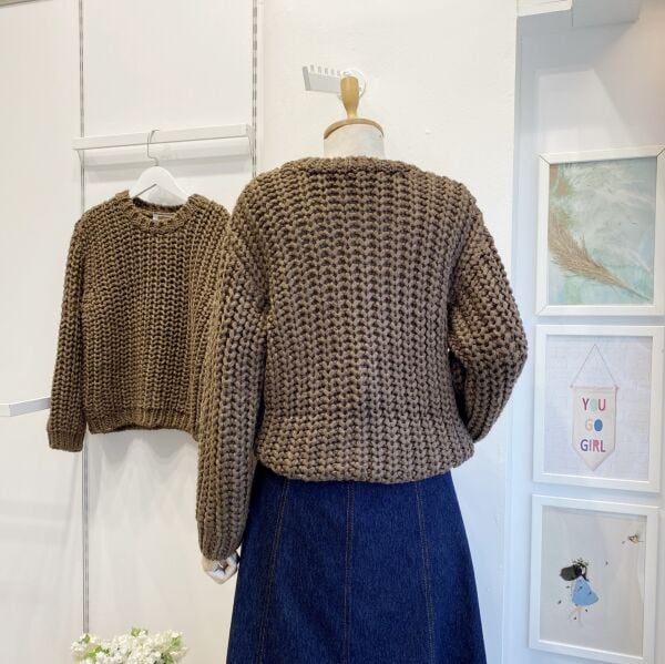 Kahverengi Selanik Örgü Salaş Kazak