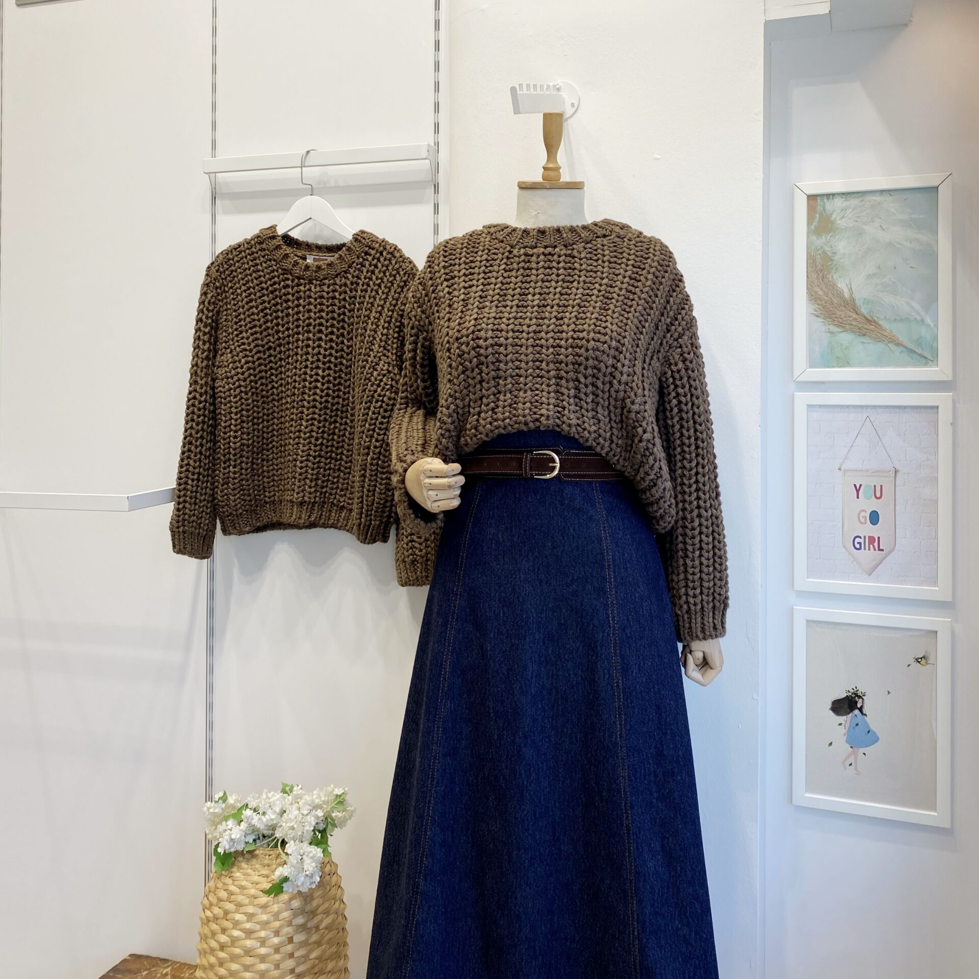 Kahverengi Selanik Örgü Salaş Kazak