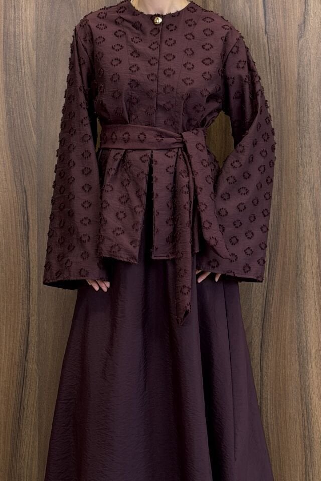 Bordo Kuşak Detaylı Layers Takım