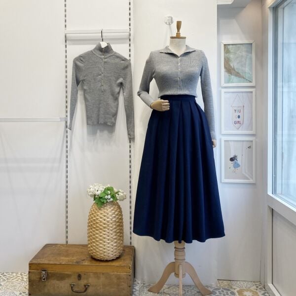 Lacivert Kaşe Demain Etek