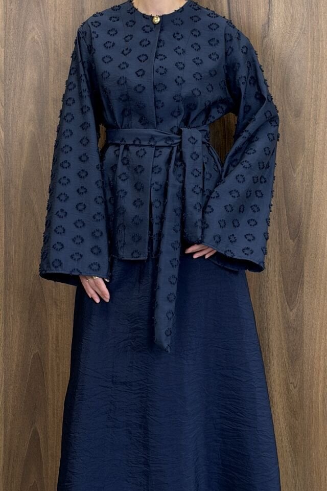 Lacivert Kuşak Detaylı Layers Takım