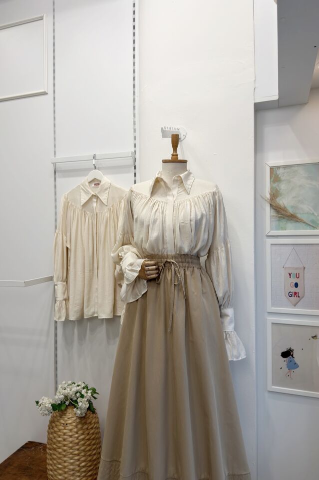 Krem Robalı Alisia Gömlek