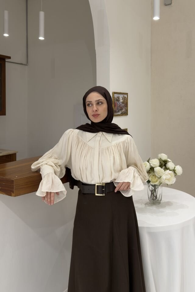 Krem Robalı Alisia Gömlek