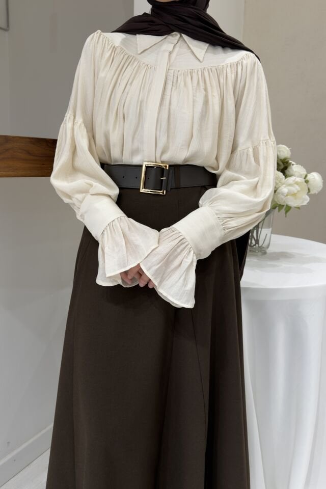 Krem Robalı Alisia Gömlek