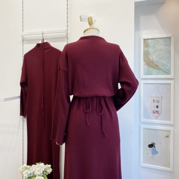 Bordo Basic Triko Elbise