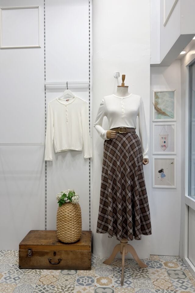 Camel Kemer Detaylı  Ekoseli Notes Etek