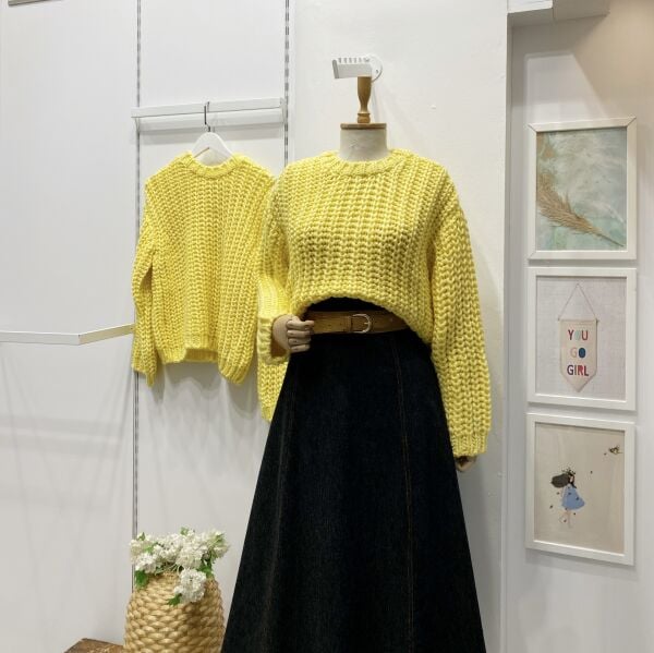 Sarı Selanik Örgü Salaş Kazak