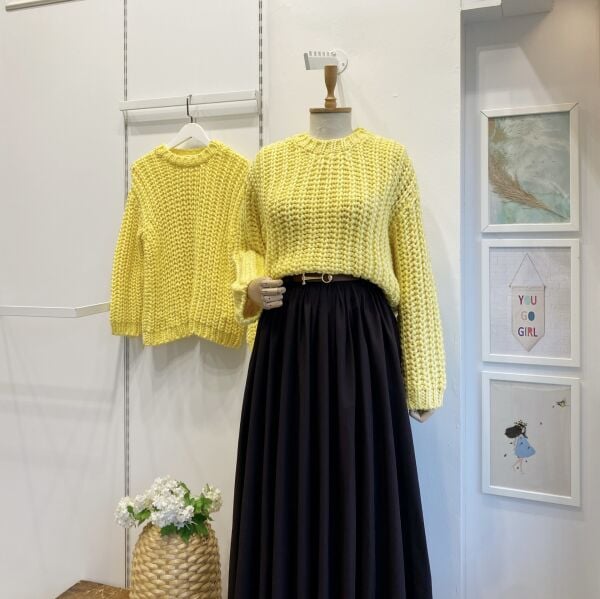 Sarı Selanik Örgü Salaş Kazak