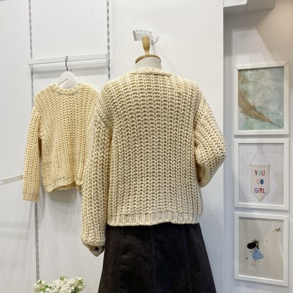 Krem Selanik Örgü Salaş Kazak