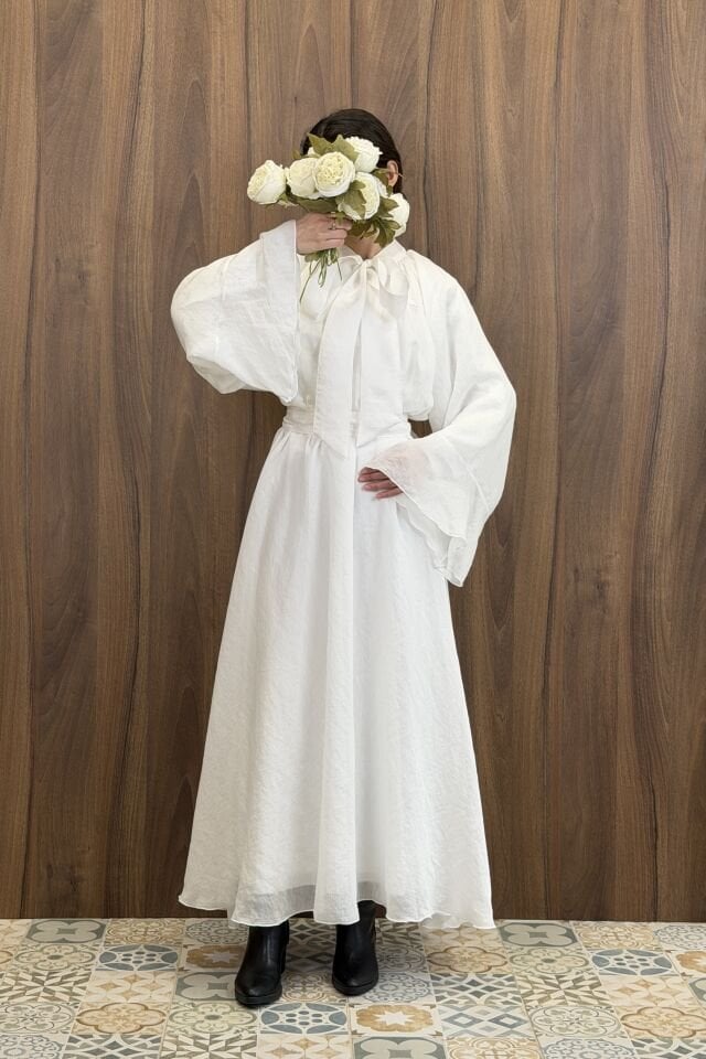 Beyaz Diamonde Şifon Elbise