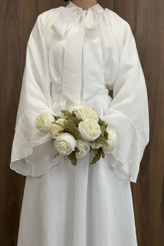 Beyaz Diamonde Şifon Elbise