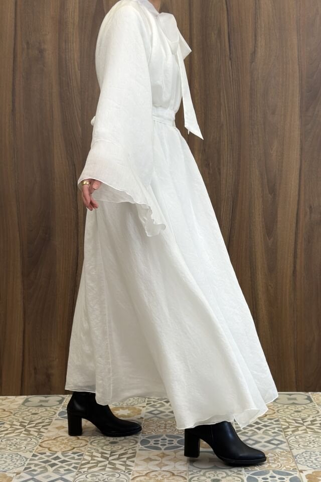 Beyaz Diamonde Şifon Elbise