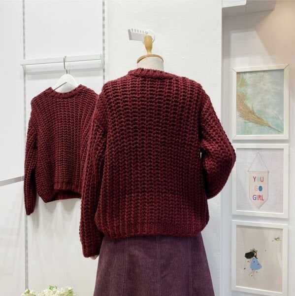 Bordo Selanik Örgü Salaş Kazak