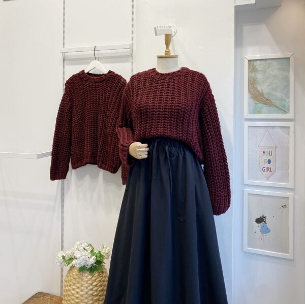 Bordo Selanik Örgü Salaş Kazak