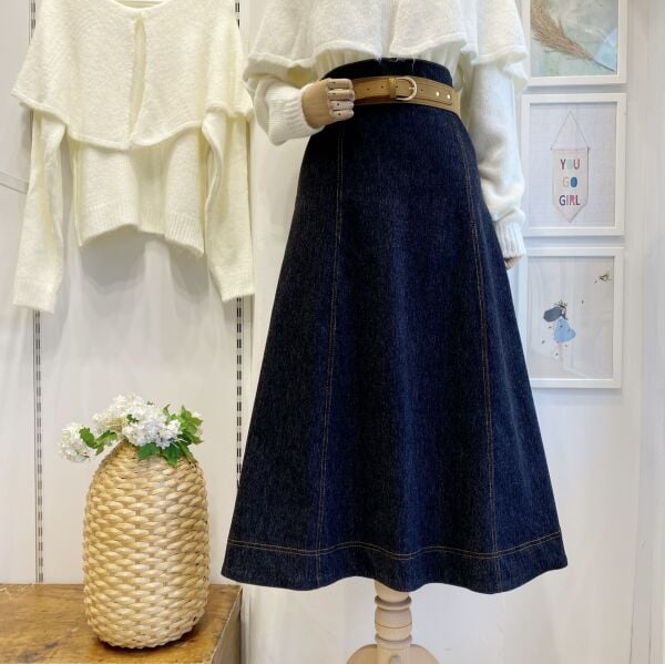 Süet Kemer Detaylı Antrasit Perline Kot Etek