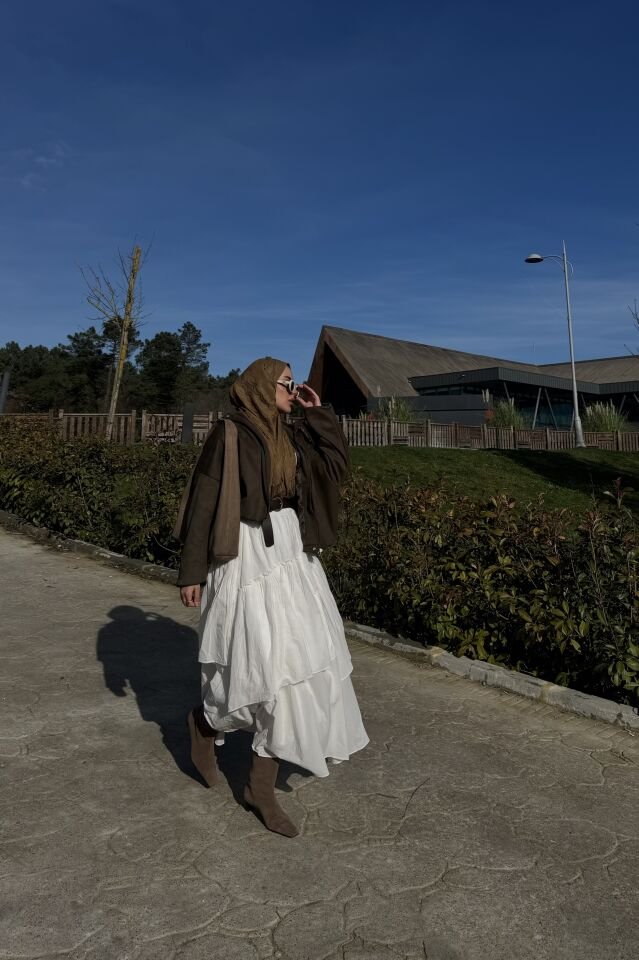 Faya Girls x Beyaz Ajouter Vual Keten Etek