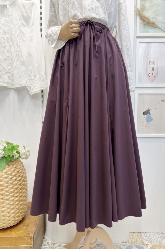 Mürdüm Elara Kloş Poplin Etek