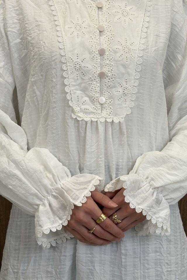 Beyaz Keten Estera Tunik