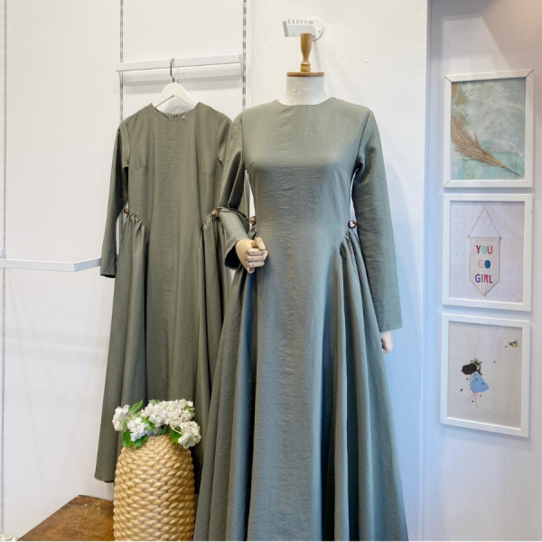 Çağla Yeşili Paper Touch Bel Detaylı Penelope Elbise