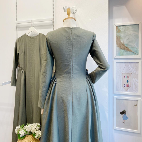 Çağla Yeşili Paper Touch Bel Detaylı Penelope Elbise