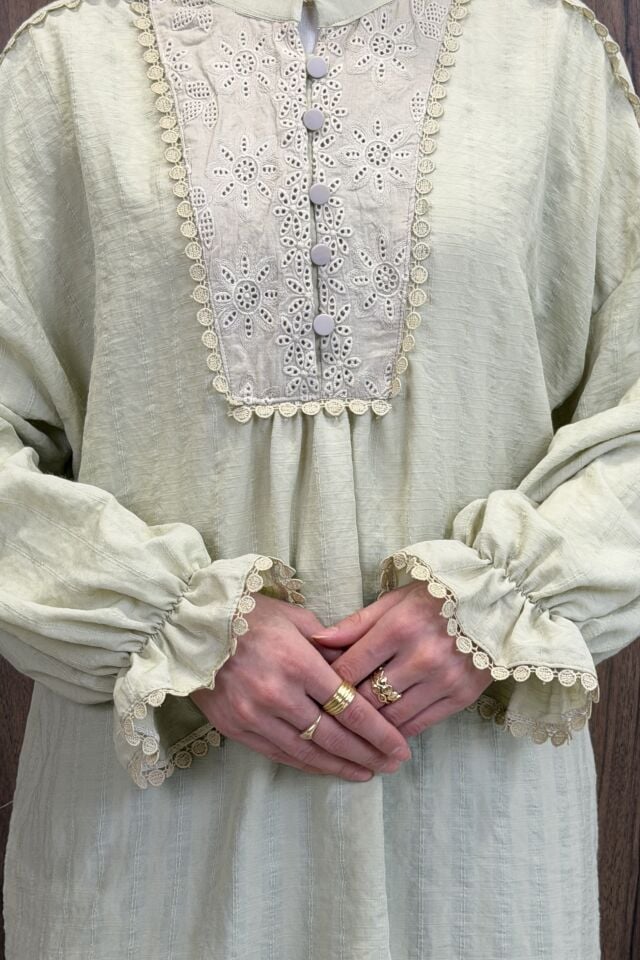 Çağla Yeşili Keten Estera Tunik