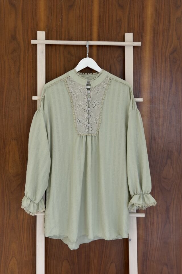 Çağla Yeşili Keten Estera Tunik