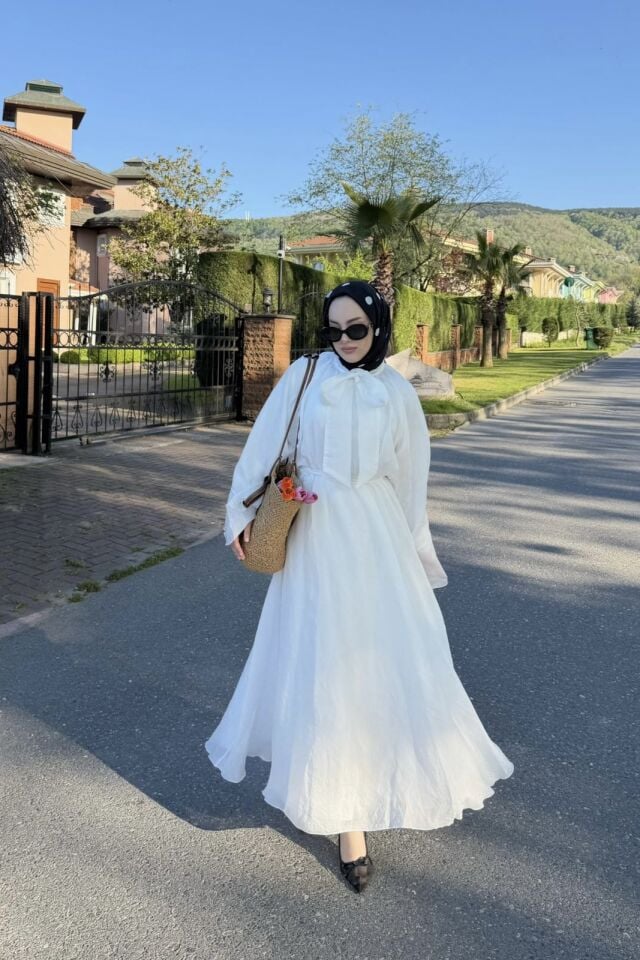 Faya Girls x Beyaz Diamonde Şifon Elbise