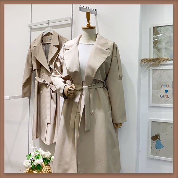 Bej omuz detaylı chaud trençkot