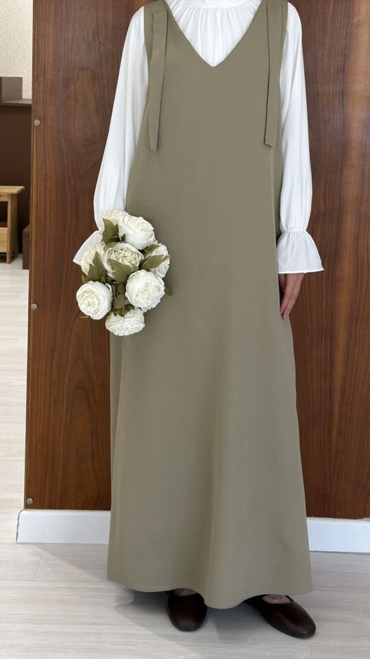 Ihlamur Yeşili Askı Detaylı Salaş Jile