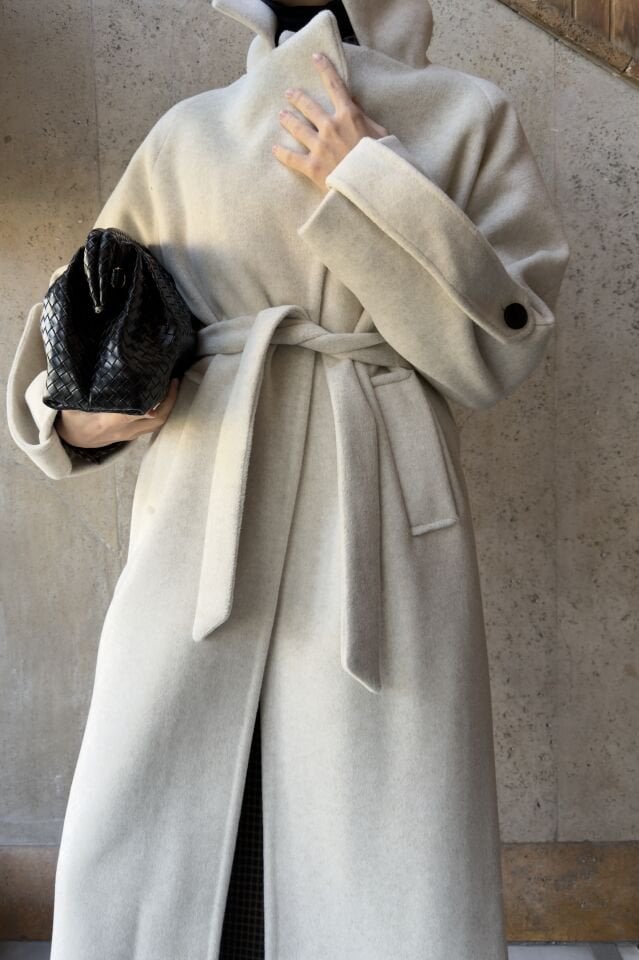 Krem Kol Detaylı Lunel Kaban